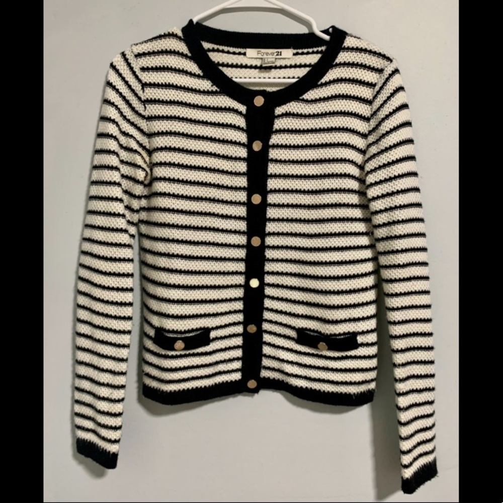 Striped Sweater with Gold Buttons